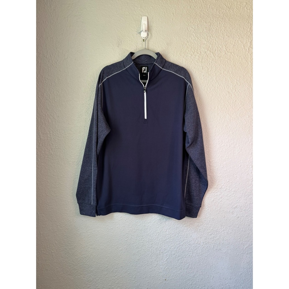 FootJoy Mens Large Navy Blue Heathered Quarter Zip Golf Pullover Sweater L